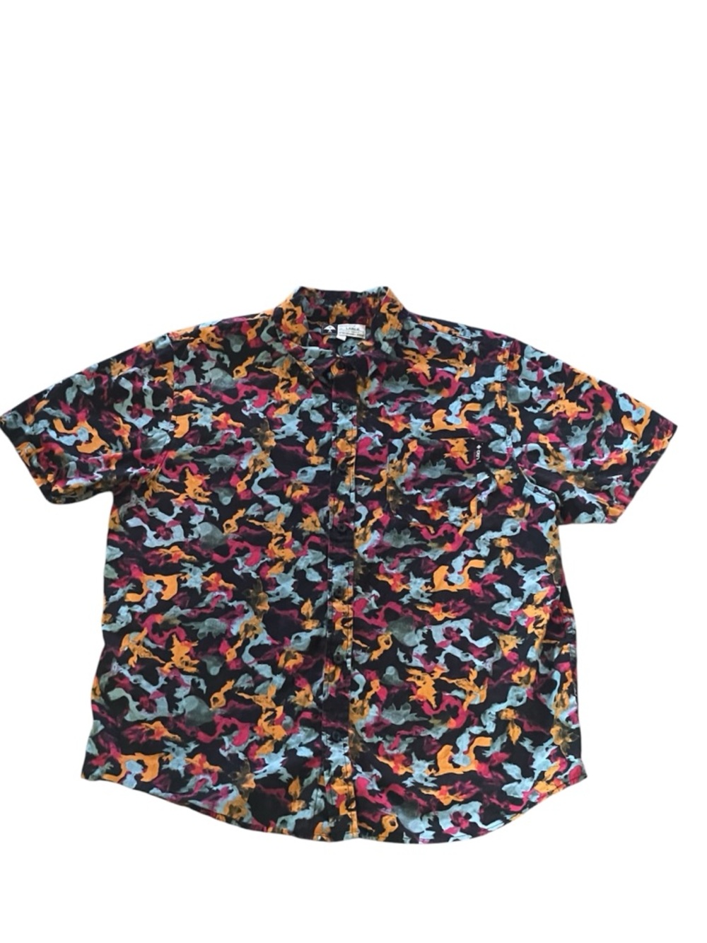 LRG Lifted Research Group CAMO Psychedelic Size L SHIRT Short Sleeves BUTTON UP